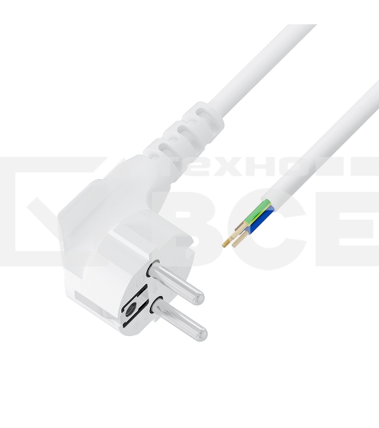 Кабель питания Greenconnect GCR-55315 1.0m, евровилка угловая Schuko - без разъема,  белый, 3*0,5mm