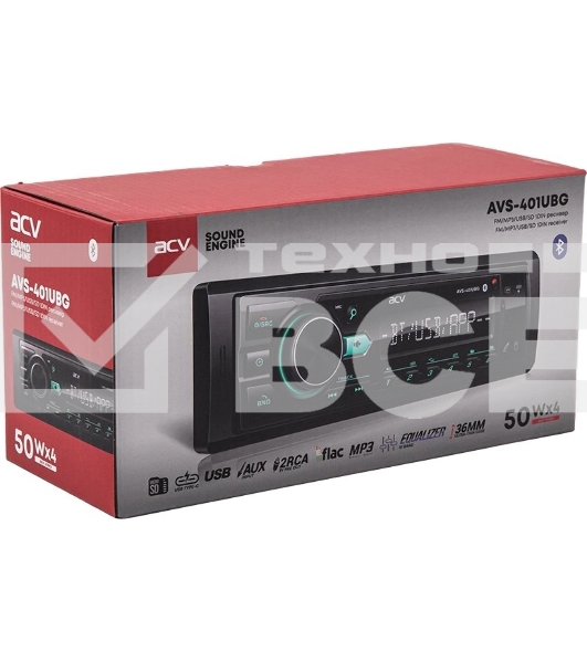 Автомагнитола ACV AVS-401UBG 1DIN 4x50Вт v5.0 AUX 2 (43342)
