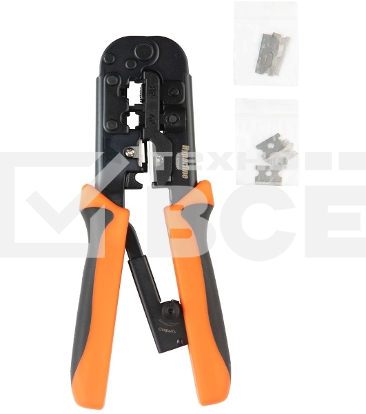 Инструмент обжимной Hyperline HT-N5684R для RJ-45/RJ-12/RJ-11 синий/оранжевый