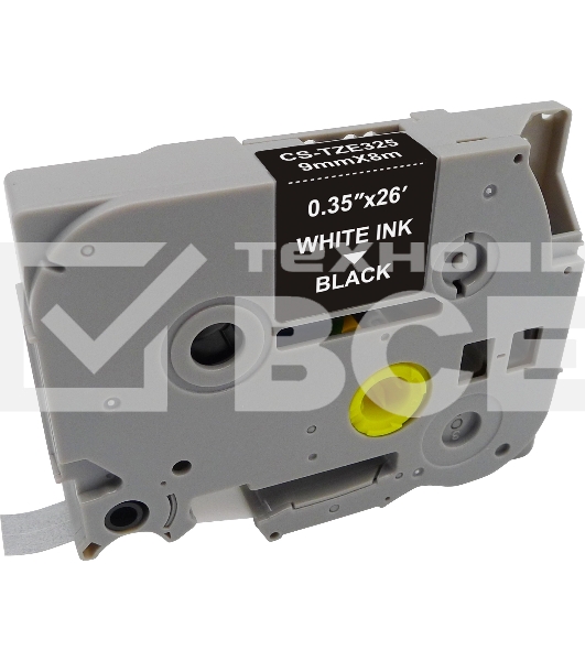 Картридж ленточный Cactus CS-TZE325 TZE-325 белый на черном 9x8 для Brother 1010/1280/1280VP/2700VP