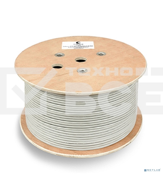 Кабель витая пара Cabeus, PVC нг(А)-LS, SF/UTP, кат. 5е, проводник Ø 0,5мм, 305м, бухта, тип прокладки: внутри зданий, цвет: серый