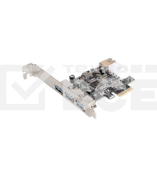 Контроллер ExeGate EXE-367 PCI-E 2.0, 3*USB3.0 ext + 1*USB3.0 int, разъем доп.питания (OEM)