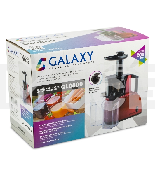Соковыжималка Galaxy Line GL 0800, красный, шнековая, 200 Вт, функция 