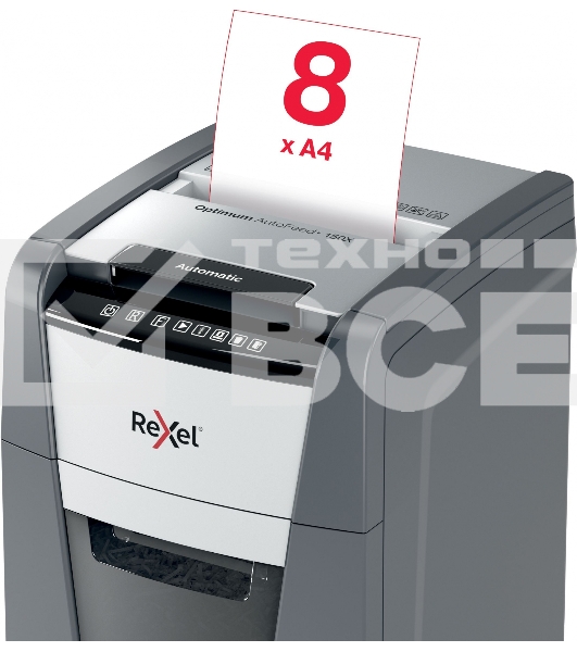 Шредер Rexel Optimum AutoFeed 150X черный с автоподачей (секр.P-4)/фрагменты/150лист./44лтр./скрепки/скобы/пл.карты
