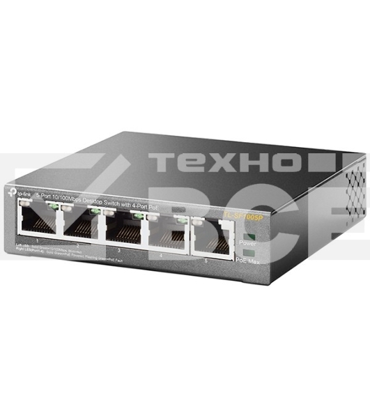 Коммутатор TP-Link SMB TL-SF1005P 5-портовый 10/100 Мбит/с настольный коммутатор с 4 портами PoE 