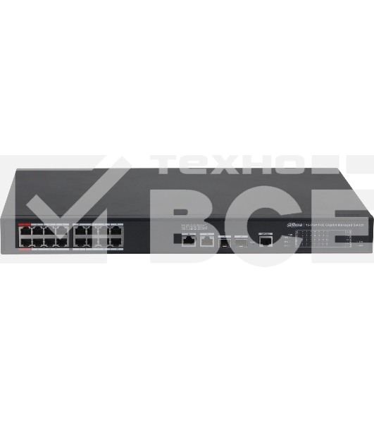 Коммутатор 20-портовый гигабитный управляемый с PoE DAHUA DH-S4220-16GT-240, уровень L2, 16xRJ45 1Gb PoE, 2xRJ45 1Gb, 2xSFP 1Gb, суммарно до 240Вт, коммутация 56 Гбит/с, MAC-таблица 8к, металл