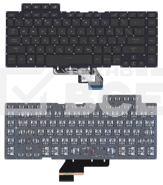 Клавиатура для ноутбука Asus ROG GU502 черная c подсветкой маленький энтер