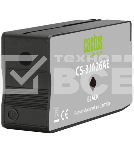 Картридж струйный Cactus CS-3JA26AE 963 черный (23 мл) для HP OfficeJet 9010/9012/9013/9014