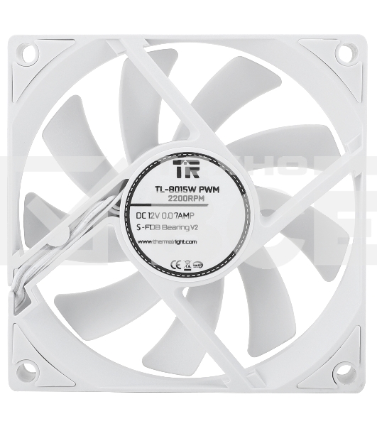 Вентилятор корпусный Thermalright TL-8015W (80x80x15mm, 4-pin PWM, 28.4CFM, 23.3dBA, 2200RPM, White)