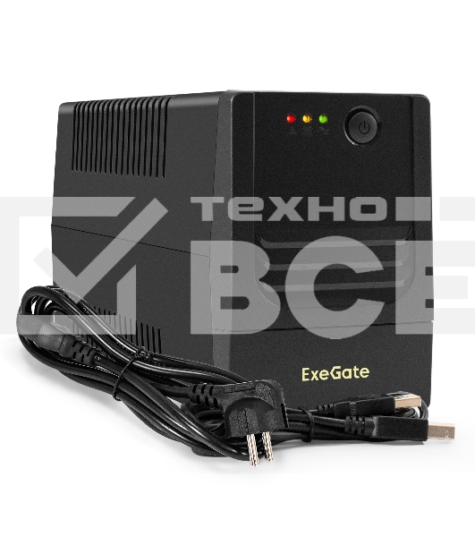 Источник бесперебойного питания ExeGate Power NB-650.LED.AVR.4C13.USB (650VA/390W, LED, AVR, 4*C13, USB, батарея 12V 7Ah, черный)