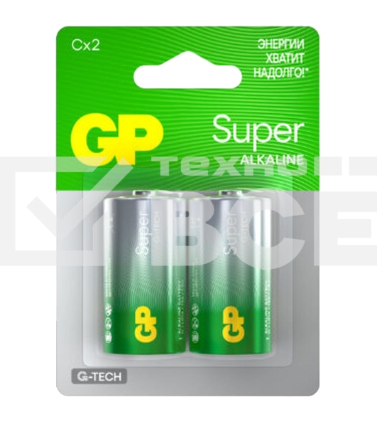 Алкалиновые батарейки GP Super Alkaline G-Tech 14А типоразмера C - 2 шт. на блистере (2 шт.)