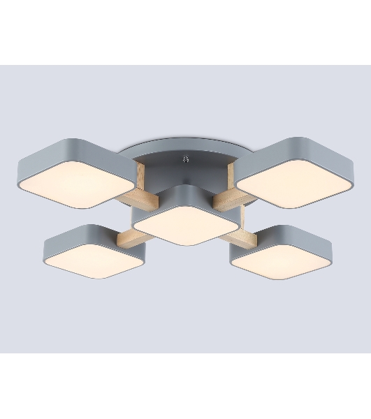 Светильник Ambrella light FL4882/5 GR/WD серый/дерево 90W 3000-6000K 675*675*110 (без ПДУ)