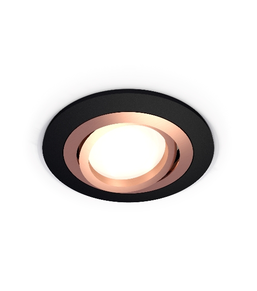 Комплект встраиваемого поворотного светильника Ambrella light XC7622084 SBK/PPG черный песок/золото розовое полированное MR16 GU5.3 (C7622, N7005)