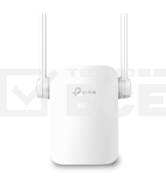 Усилитель TP-Link Wi-Fi AC750 Wi-Fi Range Extender, Wall Plugged,433Mbps at 5GHz + 300Mbps at 2.4GHz, 802.11ac/a/b/g/n, 1 10/100M LAN, WPS button, 2 fixed antennas поставляется без кабеля RJ-45
