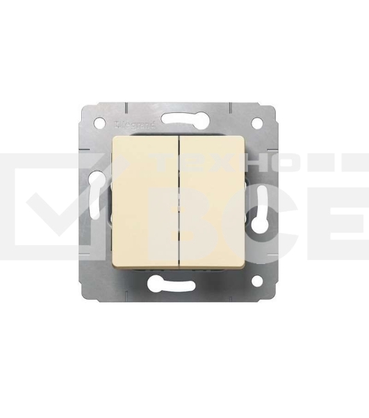 Механизм выключателя 2-кл. СП CARIVA 10А IP20 сл. кость Leg 773758