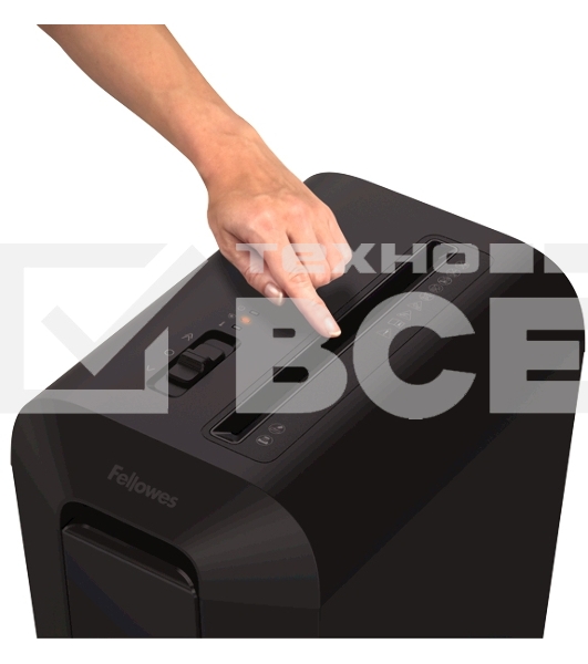 Шредер Fellowes PowerShred LX65 черный (секр.P-4)/перекрестный/10лист./22лтр./скрепки/скобы/пл.карты