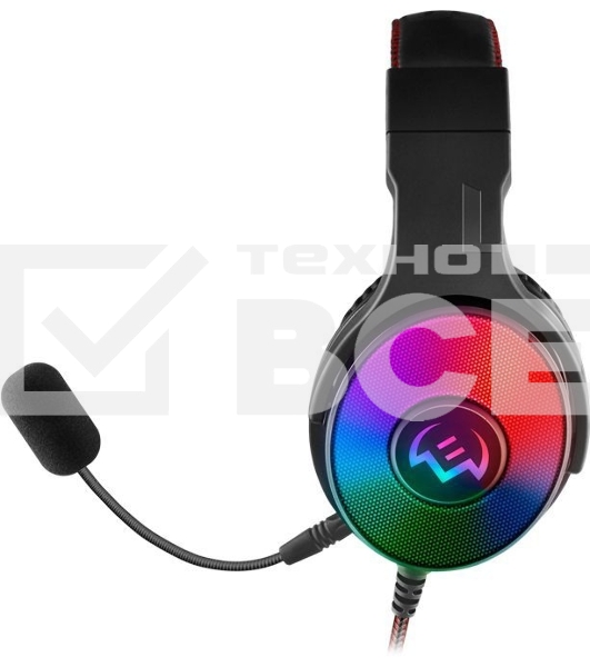 Игровые наушники SVEN AP-U1001MV с микрофоном черные (USB, LED,  mini jack O 3,5 мм (4 pin), 50 мм, RGB подсветка)