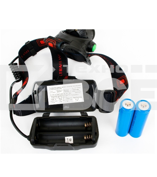 Фонарь Ultraflash налобный с аккумулятором E1336 3,7В, черный, 1LED, 4 Ватт, фокус, 2 ак 4 реж, сенсор, бокс