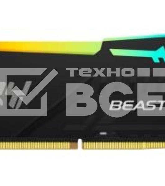 Оперативная память Kingston Fury Beast, DDR5, 32GB (2x16GB), 5200MHz, CL40, с радиаторами, RGB, черный