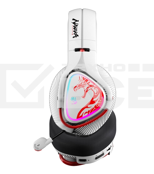 Наушники с микрофоном A4Tech Bloody MR720 белый/красный мониторные BT/Radio оголовье (MR720 NARAKA)