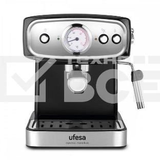 Кофеварка рожковая Ufesa CE7244 BRESCIA черный/серебристый, исп. кофе - молотый, 1.5 л, 850 Вт, 20 Бар.