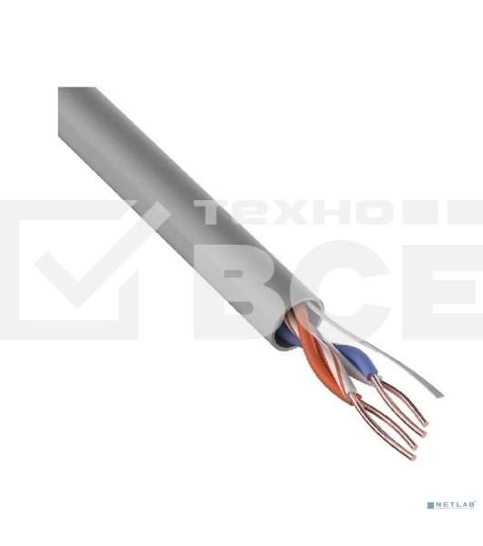 Кабель витая пара Rexant U/UTP, cat.5e, PVC, 2PR, 24AWG, INDOOR, SOLID, серый, 305м