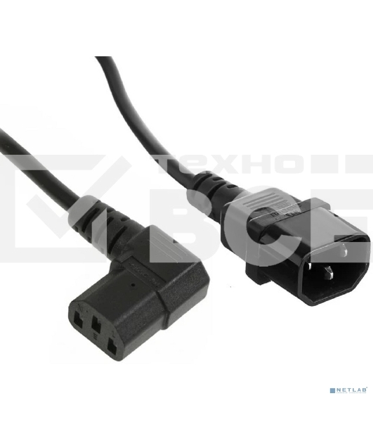 Кабель питания ExeGate Power EC-1,8P (C13 угловой->C14, VDE-250V-3*1.0мм2, медь, черный, 16A, 1.8м)