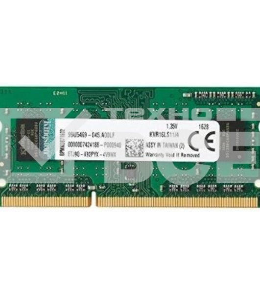 Оперативная память Kingston ValueRAM, DDR3L, 4GB (1x4GB), 1600MHz, CL11, SO-DIMM