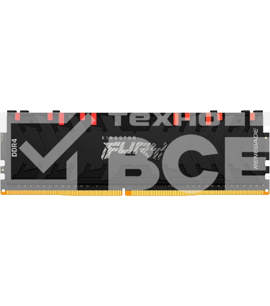Оперативная память Kingston Fury Renegade, DDR4, 8GB (1x8GB), 3000MHz, CL15, с радиатором, RGB, чёрный