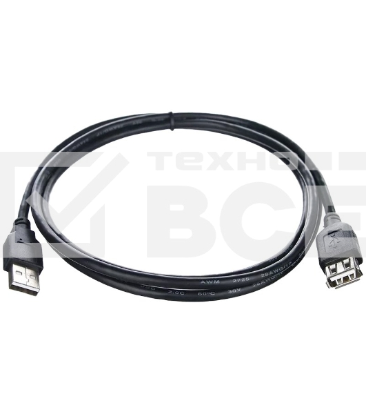 Кабель удлинительный TELECOM USB2.0 <Am-->Af> 1,5 м черный <TUS6990-1.5M>