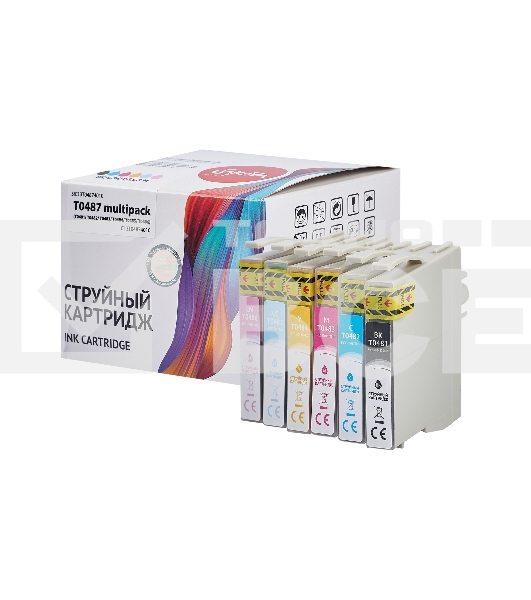 Набор струйных картриджей Sakura C13T04874010 (T0487-T0481/T0482/T0483/T0484/T0485/T0486) для Epson, мультипак, 16 мл., 460 к.