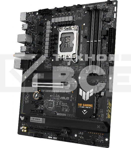 Материнская плата ASUS TUF GAMING B760-PLUS WIFI, LGA 1700, Intel B760, 4xDDR5, 4xSATA, 3xM.2, 1xPCI-E 5.0 x16, 1xPCI-E 3.0 x4, 1xUSB-A 3.2 Gen 2, 3xUSB-A 3.2 Gen 1, 1xUSB-C 3.2 Gen 2x2, 1x2.5Gb LAN, 5x3.5 мм, 7.1, Wi-Fi 6, Bluetooth 5.2, Standard-ATX