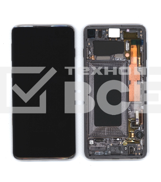 Дисплея для Samsung Galaxy S10 SM-G973F в сборе с тачскрином ServicePack, черный (GH82-18850A)