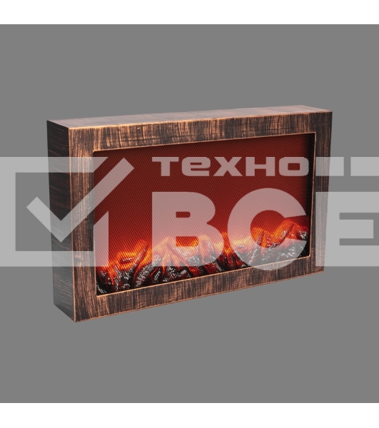 Светодиодный камин Neon-night Ретро с эффектом живого огня 60,3х11х36,8см, работает от батареек 3хС (в комплект не входят) или от USB (в комплекте), бронзовый