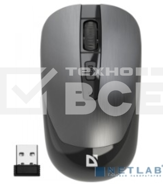 Мышь беспроводная Defender Wave MM-995 серебристый, 1600 dpi, радиоканал, USB, кнопки - 4