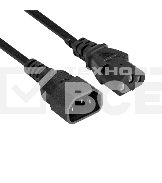Кабель питания ExeGate Power EC-1P (C13->C14, VDE-250V-3*1.0mm2, медь, черный, 16A, 1м)