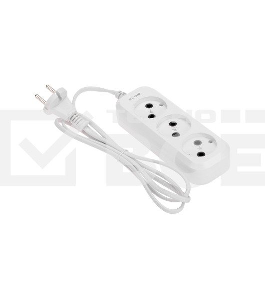 Удлинитель PROconnect 3 гнезда, 1,5 м, 2х0,75 мм², б/з, белый