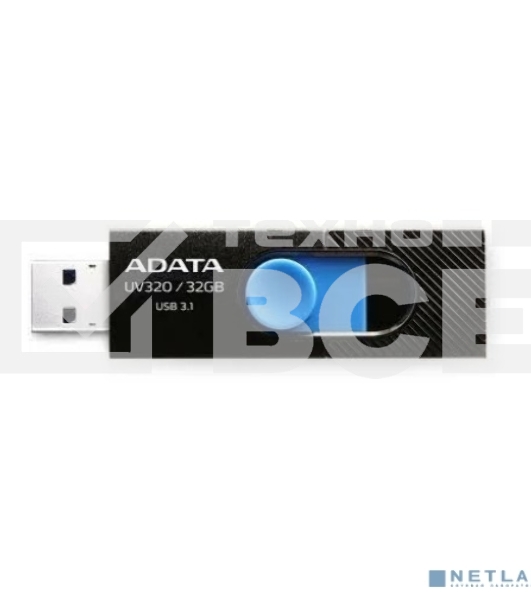 Флешка USB ADATA UV320 (AUV320-32G-RBKBL), 32Gb, USB 3.2 Gen 1, R/W 100/30, черный/голубой
