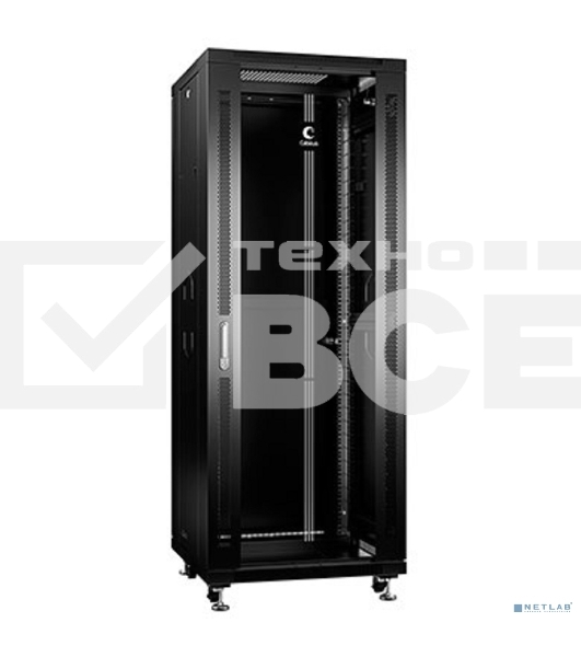 Шкаф телекоммуникационный напольный Cabeus, IP20, 32U, 1610х600х800 мм (ВхШхГ), дверь: стекло, боковая панель: сплошная, разборный, черный