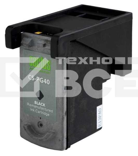 Картридж струйный Cactus CS-PG40 черный (18 мл) для Canon Pixma MP150/MP160/MP170/MP180/MP210/MP220/MP450/MP460/MP470/iP1200/iP1300/iP1600/iP1700/iP1800/iP190