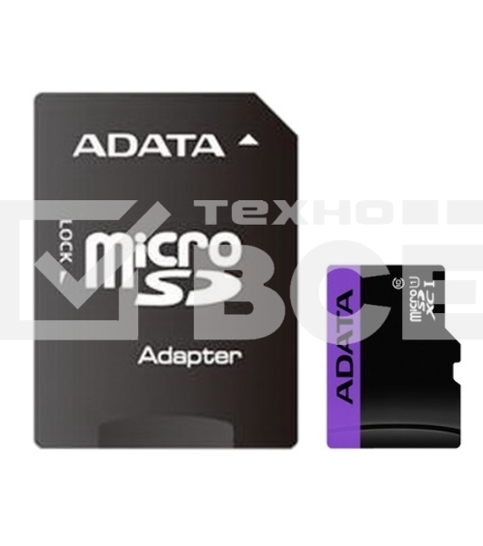 Флеш карта microSDXC 64GB ADATAUHS-1 CL10 (AUSDX64GUICL10-RA1) + SD adaptor