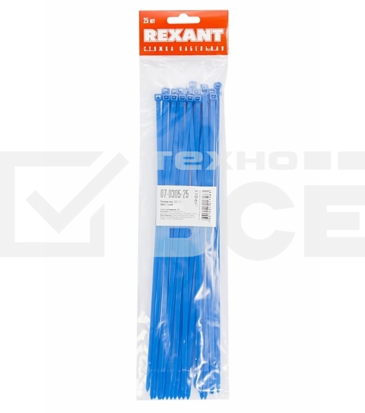 Хомут-стяжкa нeйлонoвая Rexant 300x4,8 мм, синяя, упаковка 25 шт.