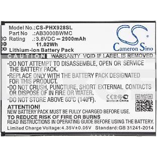 Аккумулятор CameronSinoCS-PHX928SL AB3000BWMC для Philips Xenium i928 3.8V / 2900mAh