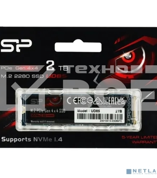 Накопитель SSD Silicon Power UD85, 2Tb, PCIe 4.0 x4, M.2 2280, NVMe, R/W 3600/2800