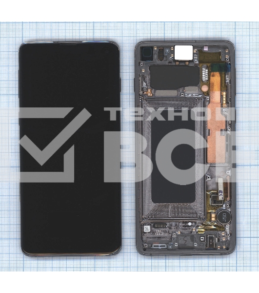 Дисплея для Samsung Galaxy S10 SM-G973F в сборе с тачскрином ServicePack, черный (GH82-18850A)