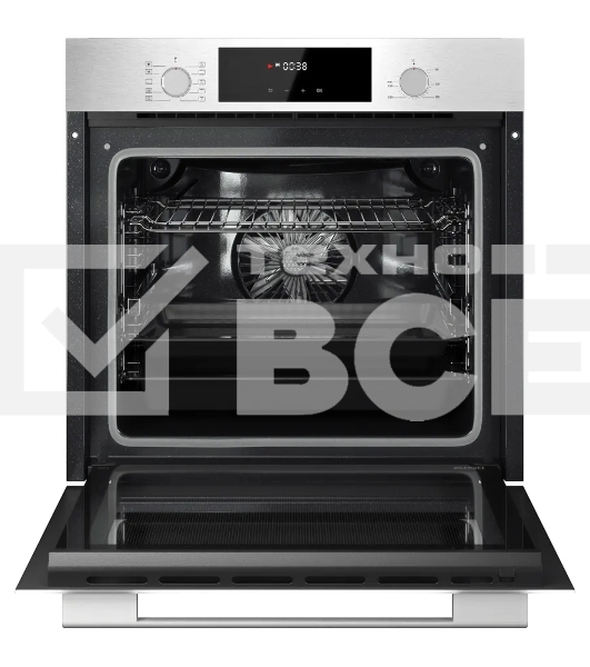 Встраиваемый духовой шкаф Kuppersberg HF 609 BX, High-Tech, объем 80 л, 10 режимов работы, телескопические направляющие, цифровой таймер, 2 стекла в дверце, утапливаемые переключатели, энергоэффективность А, цвет черный/нержавеющая сталь