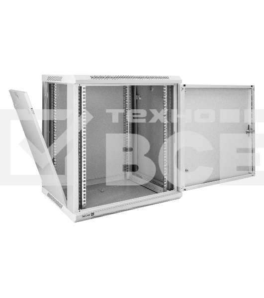 Шкаф телекоммуникационный 19' настенный 12U ExeGate EC-WM-12U.450.M.GREY (19', 12U, 600x450x635 мм (ШхГхВ), передняя дверь металл, съемные боковые панели, пыле- и влагозащита IP23, светло-серый RAL 7035)