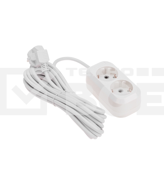 Удлинитель PROconnect 2 гнезда, 5 м, 3х0,75 мм², с/з, белый