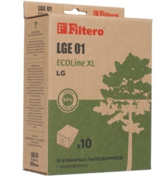 Комплект бумажных пылесборников Filtero LGE01 (10+фильтр) ECOLine XL (R)
