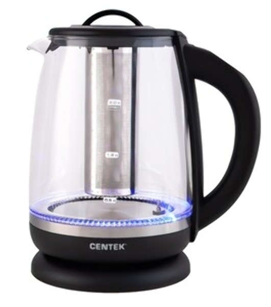 Электрочайник Centek CT-0017 черный, 2 л, 2200 Вт, скрытый нагревательный элемент, поддержание температуры